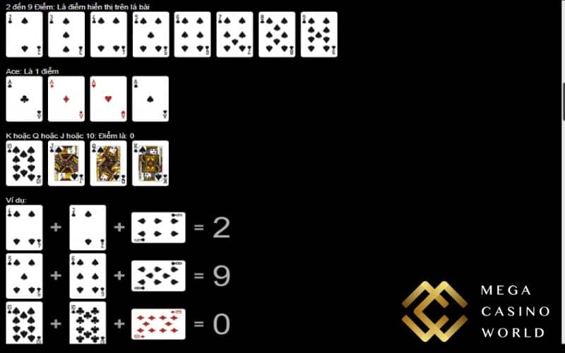 Luật tính điểm khi chơi bài baccarat online