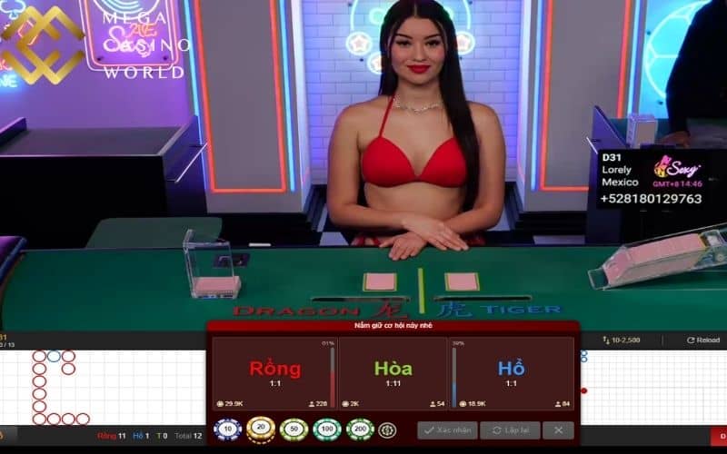 Rồng Hổ online là trò chơi bài tại Casino MCW cùng với dealer xinh đẹp